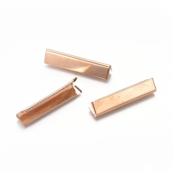

PandaHall Iron Ribbon Crimp Ends, Crimp End Findings, Light Gold, 7x40mm Iron