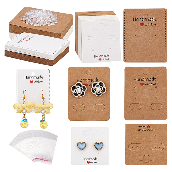

PandaHall PH 120pcs Earring Display Card, 6 Styles Rectangle Cardboard Earring Holder Jewelry Packaging Hanging Cards 120pcs Clear..., Multicolor