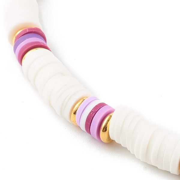 

PandaHall Polymer Clay Heishi Beaded Necklaces, with Brass Beads and 304 Stainless Steel Lobster Claw Clasps, Golden, Lilac, 15.75 inch..., Purple