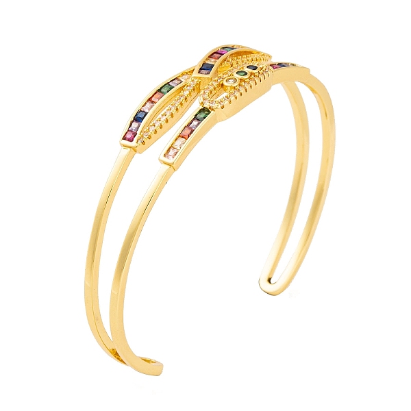 

PandaHall Brass Pave Colorful Cubic Zirconia 2-Strand Open Cuff Bangles for Women, Real 18K Gold Plated, Square, Inner Diameter: 2-1/8 inch...