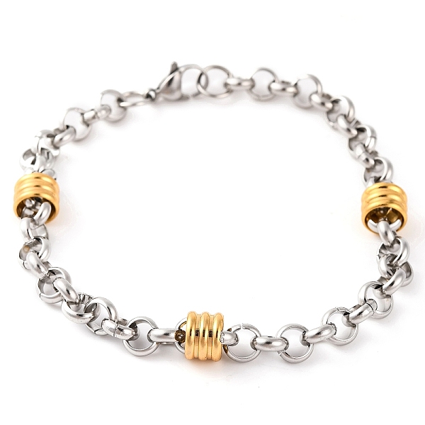 

PandaHall 304 Stainless Steel Rolo Chain Bracelets for Women, Golden & Stainless Steel Color, 8-1/4 inch(20.9cm) 304 Stainless Steel