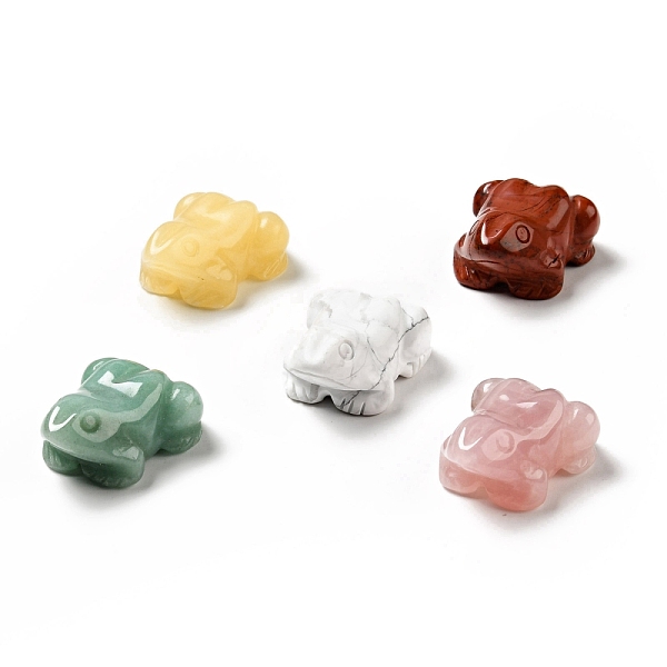

PandaHall Natural Gemstone Sculpture Display Decorations, for Home Office Desk, Frog, 17~18.5x37~39x25~27mm Mixed Stone Frog