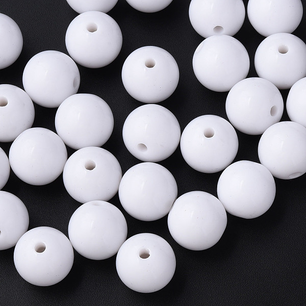 

PandaHall Opaque Acrylic Beads, Round, White, 16x15mm, Hole: 2.8mm, about 220pcs/500g Acrylic Round White