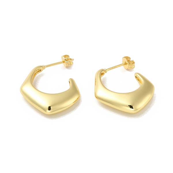 

PandaHall Rack Plating Brass Chunky Stud Earrings, Half Hoop Earrings for Women, Cadmium Free & Lead Free, Real 18K Gold Plated, 25x22x5.5mm...