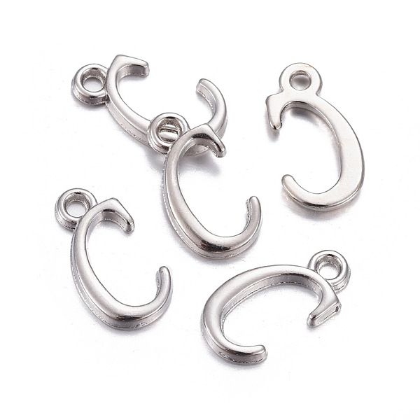 

PandaHall Platinum Plated Alloy Letter Pendants, Rack Plating, Letter.C, 15x8x2mm, Hole: 1.5mm Alloy Letter C