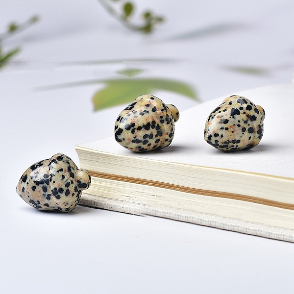 

PandaHall Natural Dalmatian Jasper Carved Healing Acorn Figurines, Reiki Energy Stone Display Decorations, 25x20mm Dalmatian Jasper Acorn