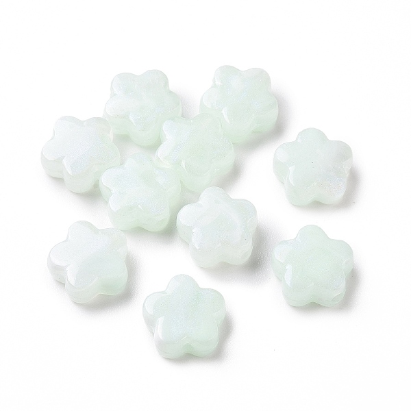 

PandaHall Opaque Acrylic Beads, Glitter Beads, Flower, Honeydew, 14.5x15x6.5mm, Hole: 2mm, 496pcs/500g Acrylic Flower Green