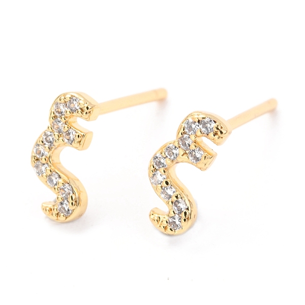 

PandaHall Brass Micro Pave Clear Cubic Zirconia Stud Earrings, Greek Alphabet, Real 18k Gold Plated, Letter.X, 9x5x1.7mm, Pin: 0.8mm Cubic...
