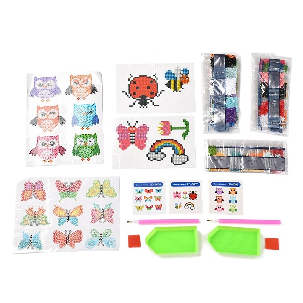 

PandaHall DIY Owl & Butterfly & Insect Diamond Painting Stickers Kits For Kids, with Diamond Painting Stickers, Rhinestones, Diamond Sticky..., Multicolor