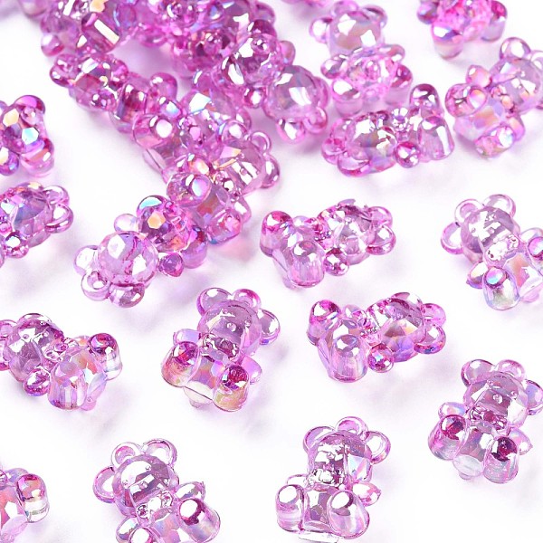 

PandaHall Transparent Acrylic Pendants, AB Color Plated, Bear, Medium Orchid, 20x13.5x10.5mm, Hole: 1.4mm, about 400pcs/500g Acrylic Bear