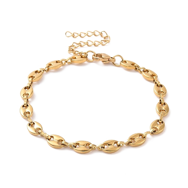 

PandaHall Vacuum Plating 304 Stainless Steel Coffee Bean Chain Bracelet for Men Women, Golden, 6-7/8 inch(17.5cm) 304 Stainless Steel