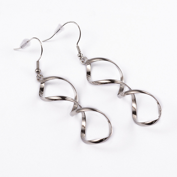 

PandaHall Helix 304 Stainless Steel Dangle Earrings, Hypoallergenic Earrings, Stainless Steel Color, 74mm, Pin: 0.8mm 304 Stainless Steel