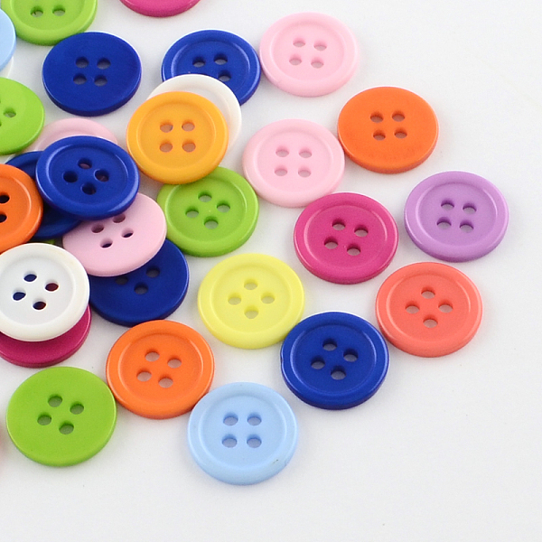 

PandaHall 4-Hole Plastic Buttons, Flat Round, Mixed Color, 17x2mm, Hole: 2mm Plastic Flat Round Multicolor