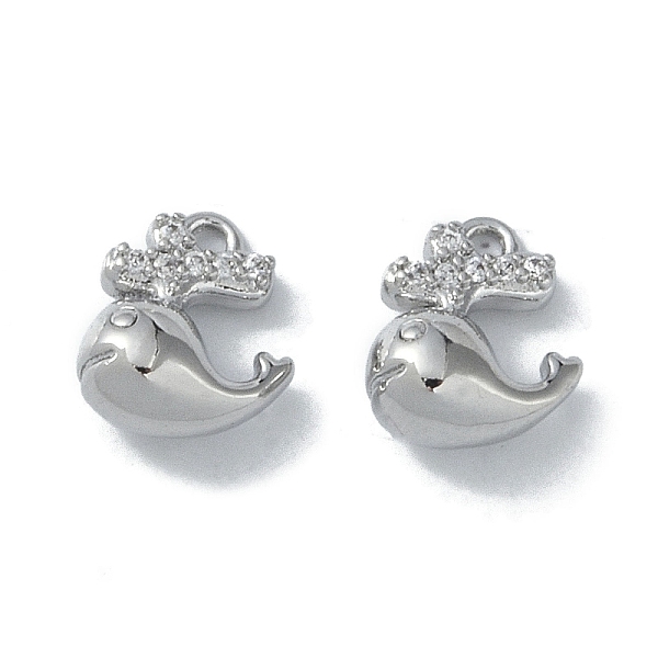 

PandaHall Ocean Collection Theme Jewelry, Brass with Cubic Zirconia Charms, Real Platinum Plated, Whale, 10x8.5x5mm, Hole: 1.2mm Brass+Cubic..., Clear