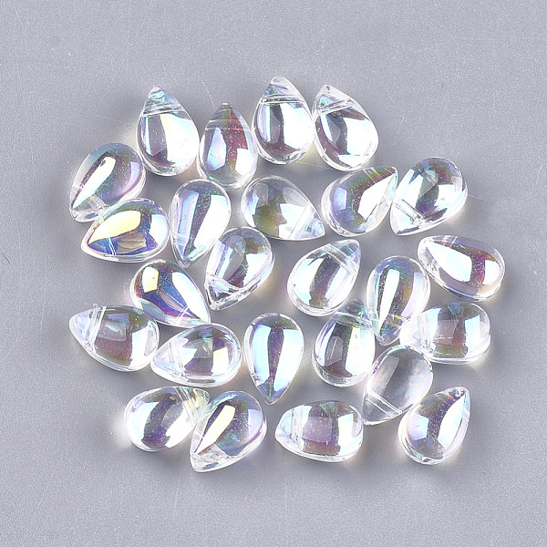 

PandaHall Transparent Glass Charms, AB Color Plated, teardrop, Clear AB, 9x6x6mm, Hole: 0.5mm Glass Teardrop White