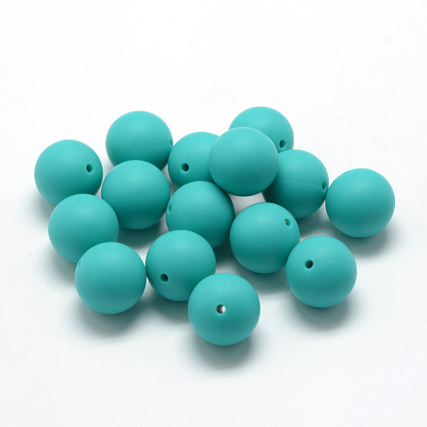 

PandaHall Food Grade Eco-Friendly Silicone Beads, Round, Dark Turquoise, 8~10mm, Hole: 1~2mm Silicone Round Cyan