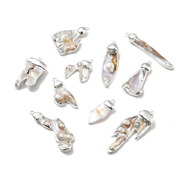 

PandaHall Natural Freshwater Pearl Pendants, with Silver Tone Brass Findings, Lead Free & Cadmium Free, Nuggets, 31.5~61.5x10~27x2~7mm, Hole...