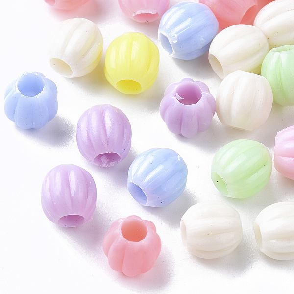 

PandaHall Opaque Polystyrene(PS) Plastic European Beads, Large Hole Beads, Pumpkin, Mixed Color, 8.5x8.5mm, Hole: 4mm, about 2000pcs/500g..., Multicolor