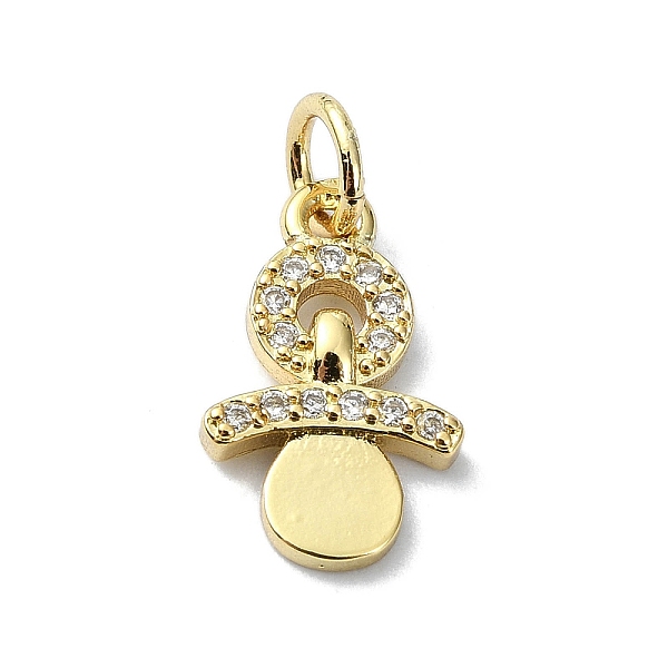

PandaHall Brass Micro Pave Claer Cubic Zirconia Charms, with Jump Ring, Pacifiers Shape, Real 18K Gold Plated, 14x9x2mm, Hole: 3mm..., Clear