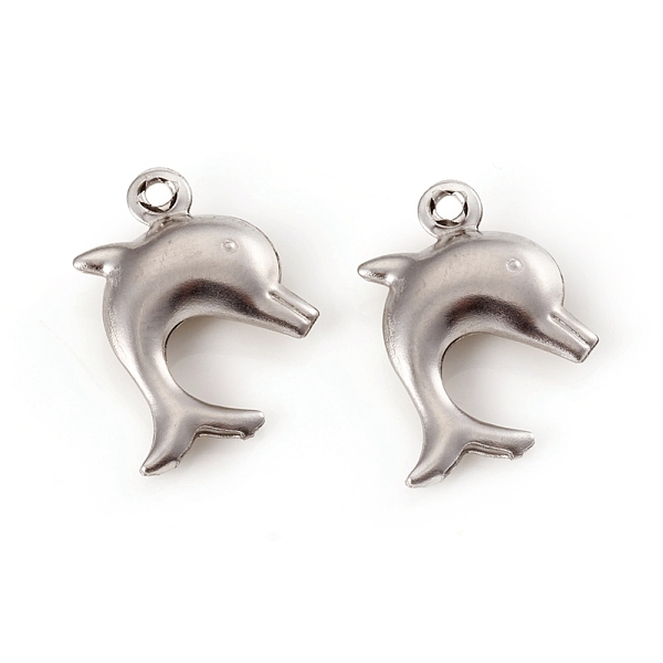 

PandaHall 304 Stainless Steel Pendants, Dolphin, Stainless Steel Color, 16x10x3mm, Hole: 1mm 304 Stainless Steel Dolphin