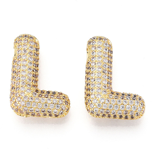 

PandaHall Brass Micro Pave Cubic Zirconia Pendants, Alphabet, Letter L, 25x15.5x8mm, Hole: 3.5~4x2.2~2.5mm Brass+Cubic Zirconia Letter L..., Clear