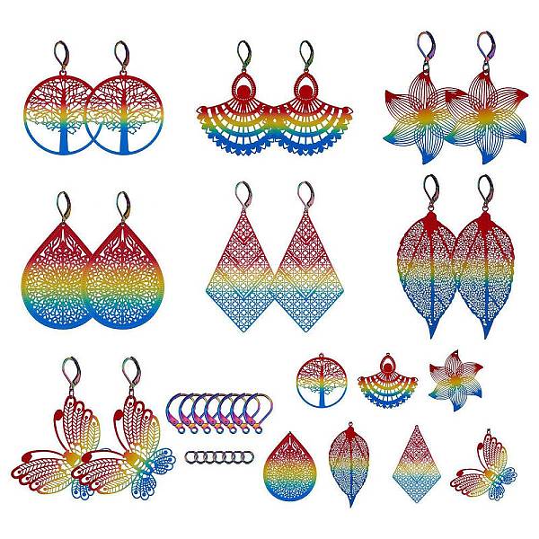 

PandaHall DIY Filigree Dangle Earring Making Kit, Including Leaf & Butterfly & Flower 430 Stainless Steel Pendants, 304 Stainless Steel...