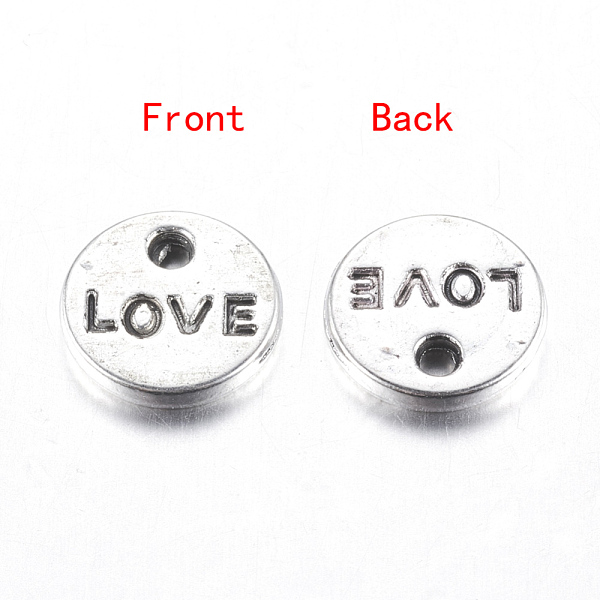 

PandaHall Valentines Day Gift Ideas for Wife Tibetan Style Alloy Charms Pendants, Cadmium Free & Nickel Free & Lead Free, Flat Round with...