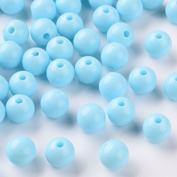 

PandaHall Opaque Acrylic Beads, Round, Sky Blue, 8x7mm, Hole: 2mm Acrylic Round