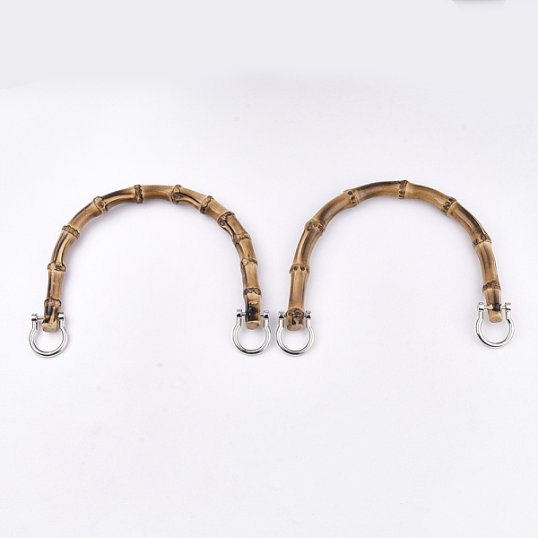

PandaHall Bamboo Bag Handles, with Alloy Clasps, for Bag Straps Replacement Accessories, Platinum, 109~112x150~155x14~15mm Bamboo