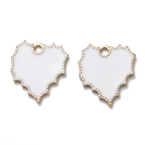 

PandaHall Alloy Enamel Pendants, Cadmium Free & Lead Free, Heart, Light Gold, White, 17x16x1.5mm, Hole: 1.8mm Alloy+Enamel Heart White