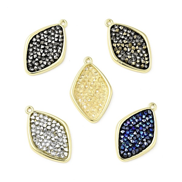 

PandaHall Rhinestone Pendants, with Light Gold Plated Brass Findings, Rhombus, Cadmium Free & Lead Free, Mixed Color, 27.5x17.5x3mm, Hole..., Multicolor