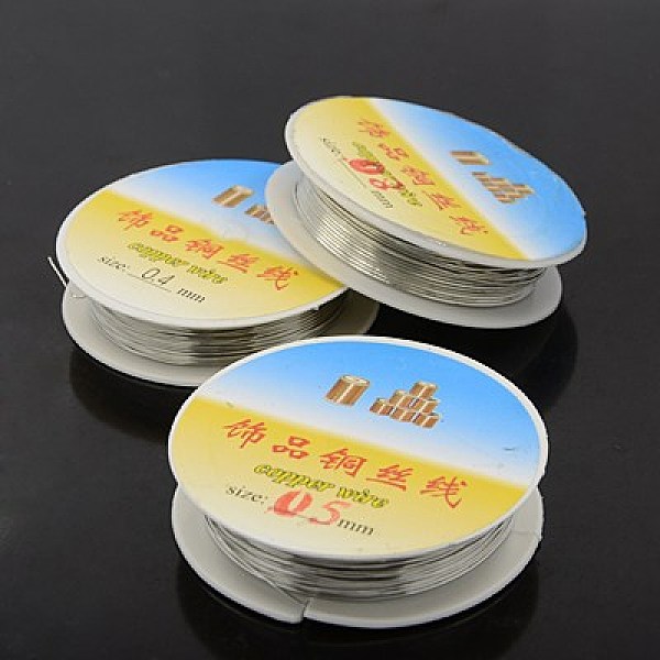 

PandaHall Round Copper Jewelry Wire,Mixed Style,Silver Color Plated,0.2~0.8mm, about 9.84~131.23 Feet(3~40m)/roll Copper Round