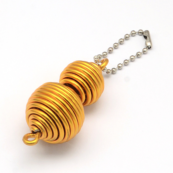 

PandaHall Handmade Aluminium Wire Pendant Decoration, Gourd, Goldenrod, 53~58x24mm Aluminum Vegetables Gold