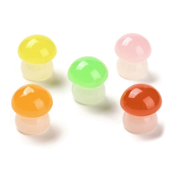 

PandaHall Luminous Resin Mushroom Ornament, Glow in the Dark Mushroom for Desk Decoration, Mixed Color, 12x11mm Resin Mushroom Multicolor