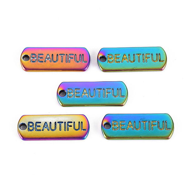 

PandaHall Rainbow Color Alloy Charms, Cadmium Free & Nickel Free & Lead Free, Oval with Beautiful, 21x8x1.8mm, Hole: 1.6mm Alloy Oval