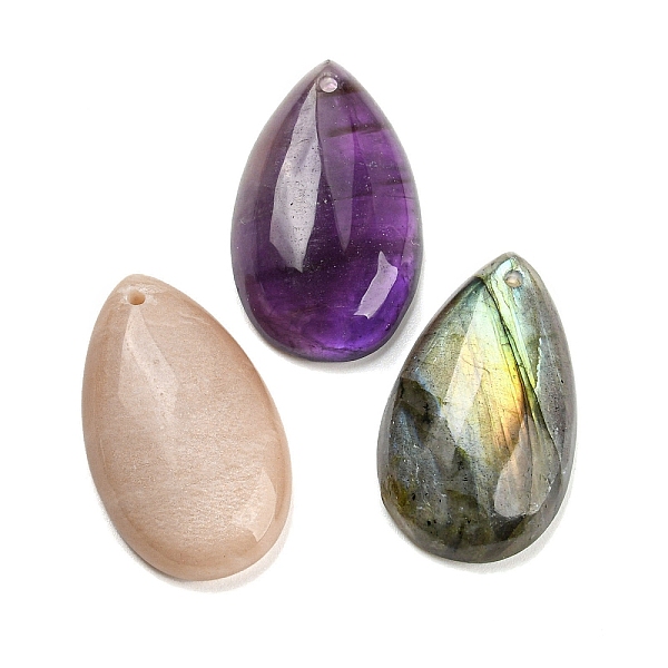 

PandaHall Natural Mixed Gemstone Pendants, Teardrop Charms, 30x18x6~7mm, Hole: 1.6mm Mixed Stone Teardrop