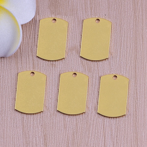 

PandaHall Brass Pendants, Stamping Blank Tag, Rectangle, Golden, 25x15.6x1mm, Hole: 2mm Brass Rectangle