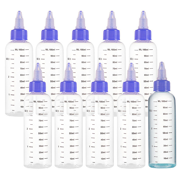 

PandaHall BENECREAT 10 Pack 100ml/3.4 oz Plastic Squeeze Bottles with Scale PET Transparent Blue Twist Cap Bottles Graduated Squeeze...