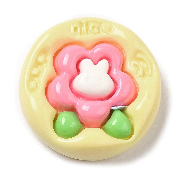 

PandaHall Opaque Flower Resin Cabochons, Geometric Cabochons, Flat Round, 24.5x7.5mm Resin Flat Round
