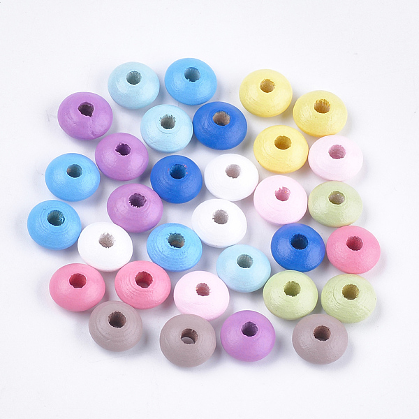

PandaHall Dyed Natural Beech Wood Beads, Rondelle, Mixed Color, 12x6mm, Hole: 3~4mm, about 1600pcs/500g Beech Wood Rondelle Multicolor