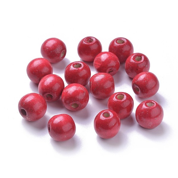 

PandaHall Dyed Natural Wood Beads, Round, Lead Free, Red, 16x15mm, Hole: 4mm, about 800pcs/1000g Maple Wood Round Red