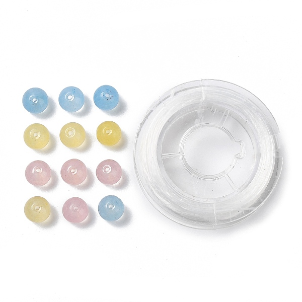 

PandaHall 100Pcs Natural White Jade Beads, Round, Dyed, with Strong Stretchy Beading Elastic Thread, Flat Crystal Jewelry String for Jewelry...