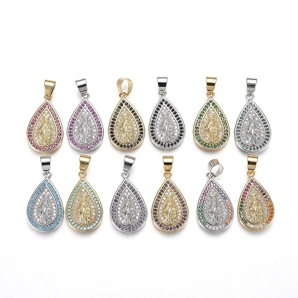 

PandaHall Mixed Color Plated Eco-Friendly Brass Micro Pave Cubic Zirconia Pendants, Long-Lasting Plated, Teardrop, Mixed Color, 23x14x3mm..., Multicolor