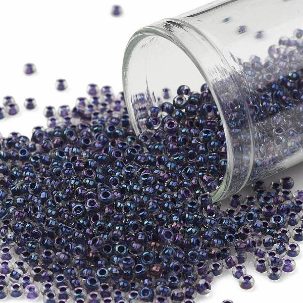 

PandaHall TOHO Round Seed Beads, Japanese Seed Beads, (181) Inside Color AB Crystal/Purple Lined, 11/0, 2.2mm, Hole: 0.8mm, about...