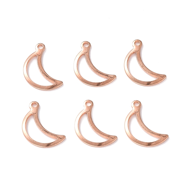 

PandaHall 304 Stainless Steel Charms, Moon, Rose Gold, 15x9x1mm, Hole: 1mm 304 Stainless Steel Moon