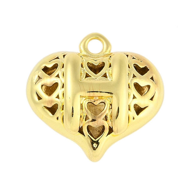 

PandaHall Hollow Brass Pendants for Valentine's Day, Heart with Letter, Real 18K Gold Plated, Letter H, 25x26x13mm, Hole: 2.5mm Brass Letter...