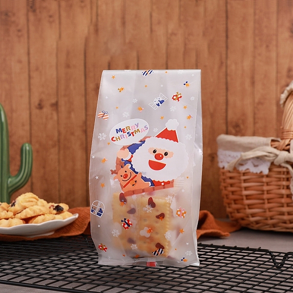 PandaHall Plastic Bag, Treat Bag, Christmas Theme, Bakeware Accessoires, for Mini Cake, Cupcake, Cookie Packing, Excluding Stickers, Santa...