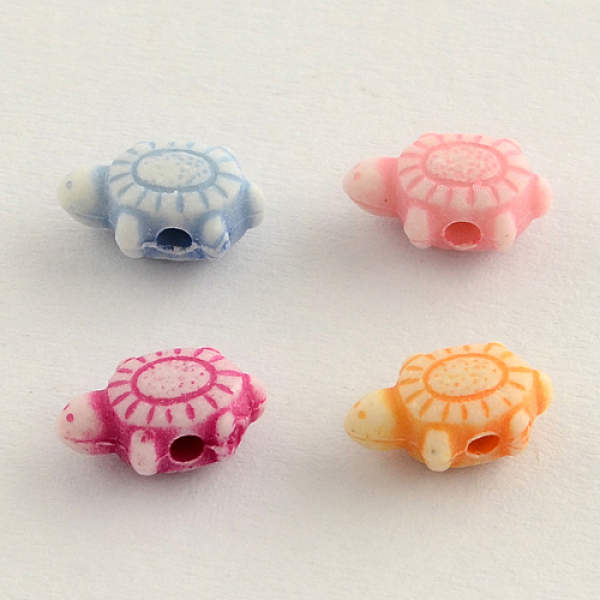 

PandaHall Craft Style Acrylic Beads, Tortoise, Mixed Color, 10x6x4mm, Hole: 2mm, about 3800pcs/500g Acrylic Tortoise Multicolor