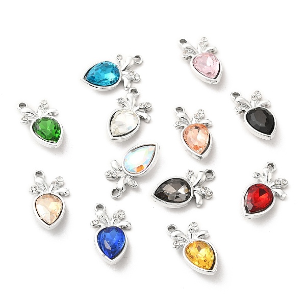 

PandaHall UV Plating Alloy Pendants, with Crystal Rhinestone and Glass, Platinum, Radish, Mixed Color, 20x11x5mm, Hole: 1.5mm Alloy+Glass..., Multicolor