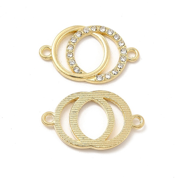 

PandaHall Alloy Connector Charms with Crystal Rhinestone, Nickel, Double Rings Links, Light Gold, 15.5x25x2mm, Hole: 1.8mm Alloy+Rhinestone..., Clear
